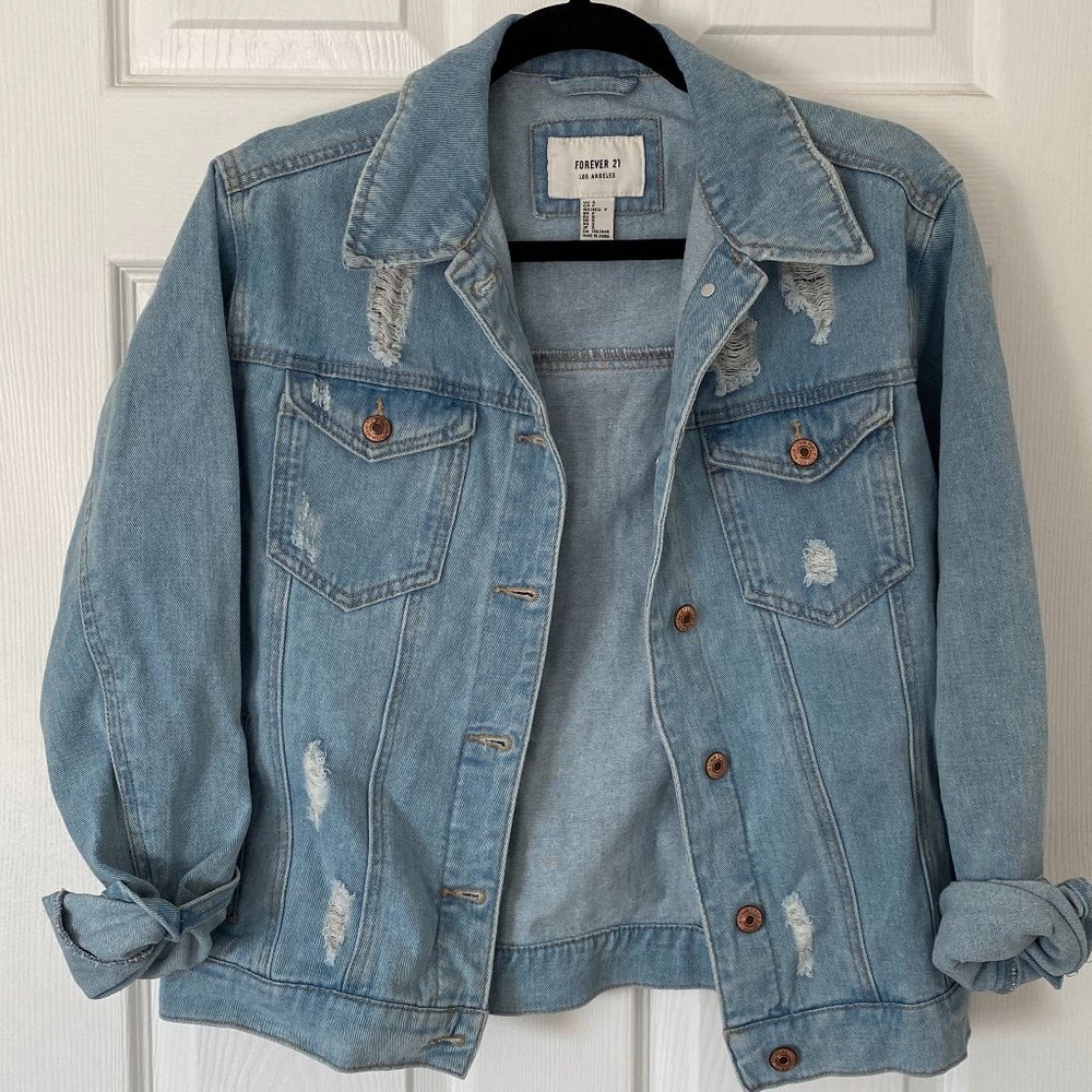 Forever21 Distressed Boxy *Super Soft* Jean Jacket